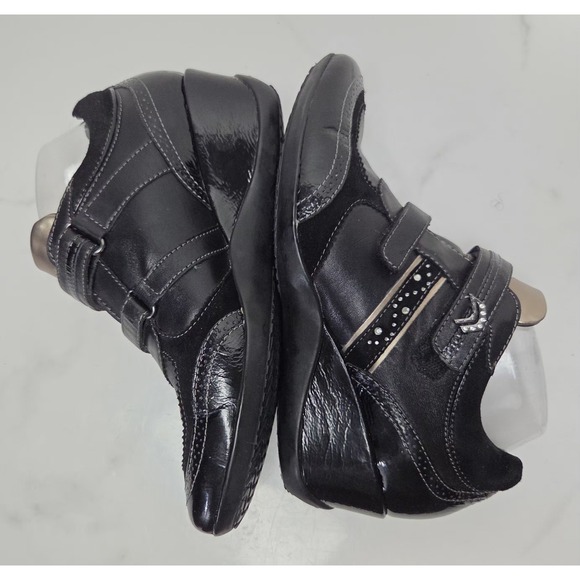 Geox Respira Sz 10 Leather  Sneakers Wedged Heel Womens Black D1387B‎ - Picture 9 of 15